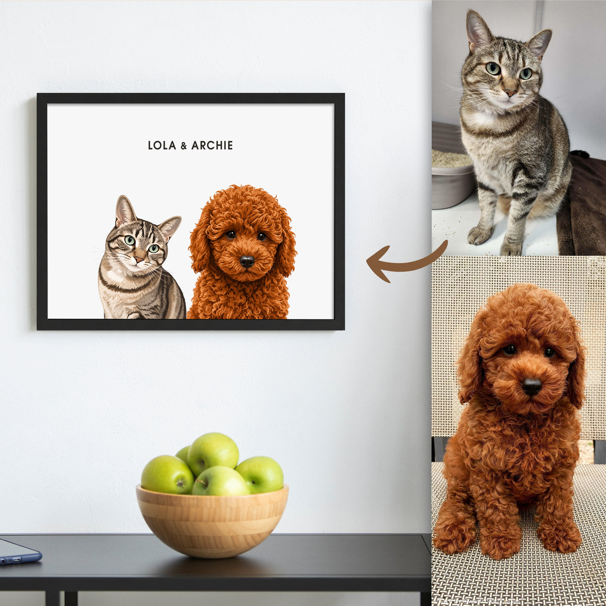 The Signature Pet Portrait - Two Pets (Art Print)