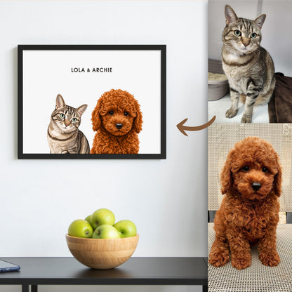 The Signature Pet Portrait - Two Pets (Art Print)