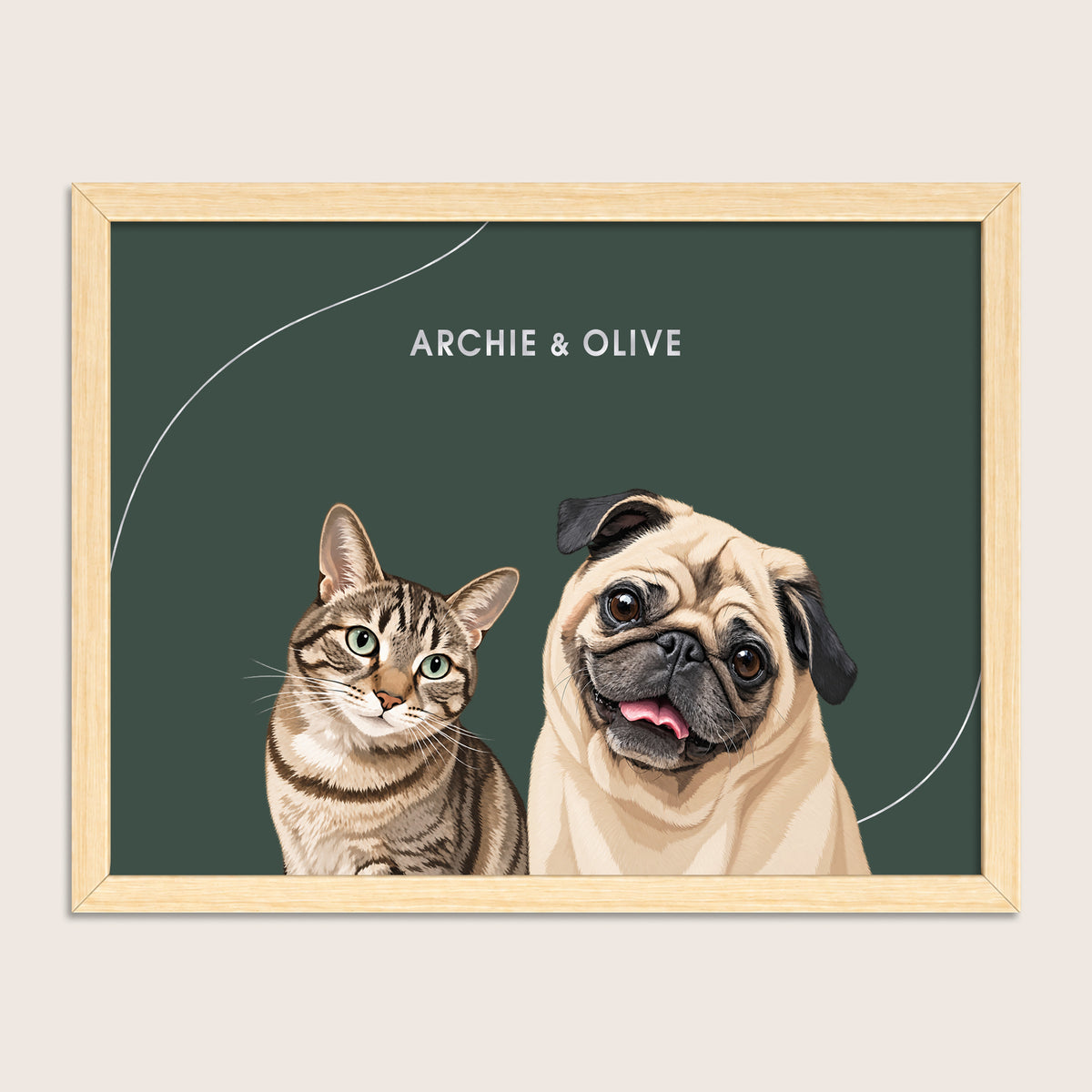 The Signature Pet Portrait - Two Pets (Art Print)