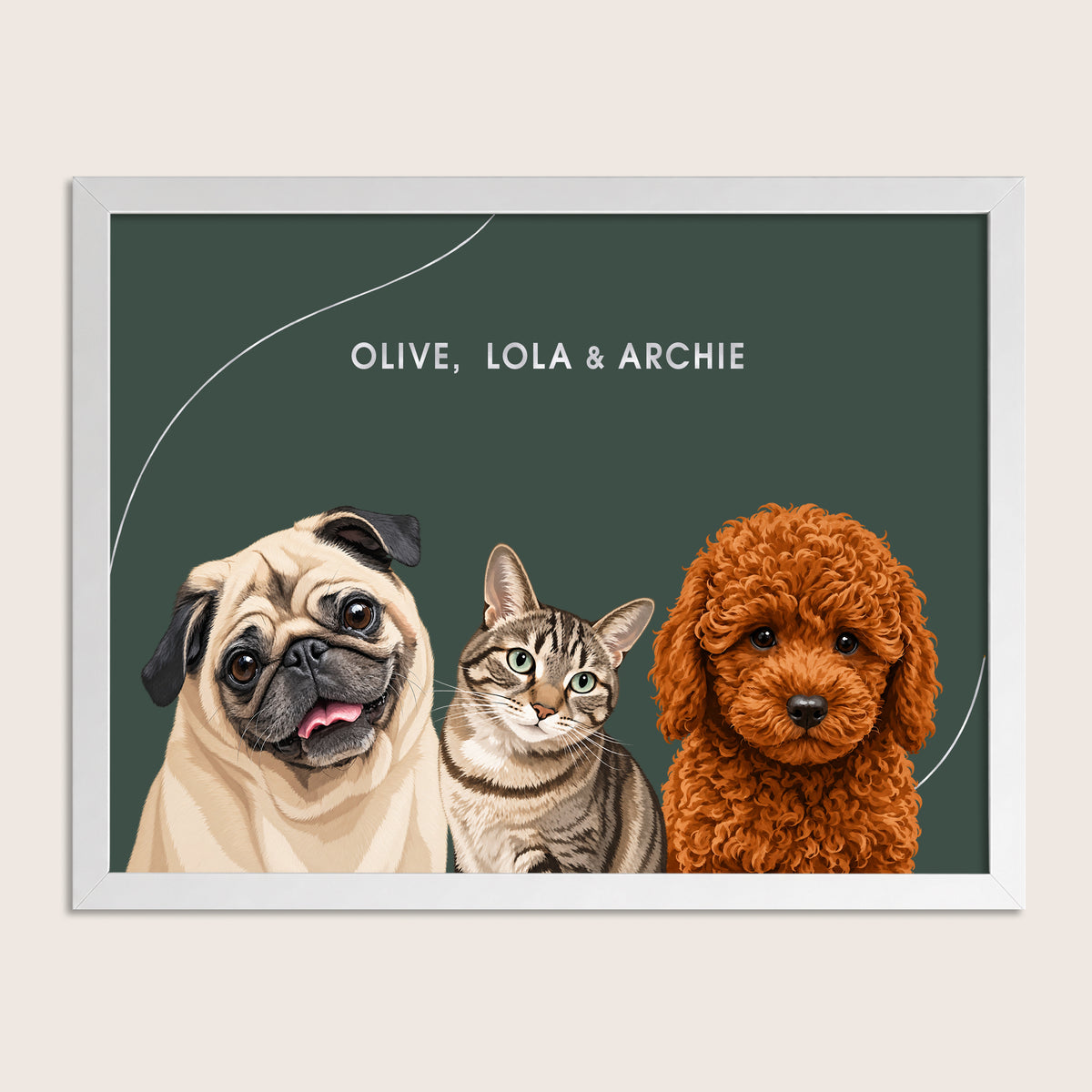 The Signature Pet Portrait - Three Pets (Art Print)