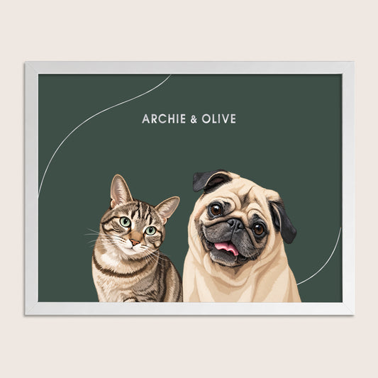 The Signature Pet Portrait - Two Pets (Art Print)