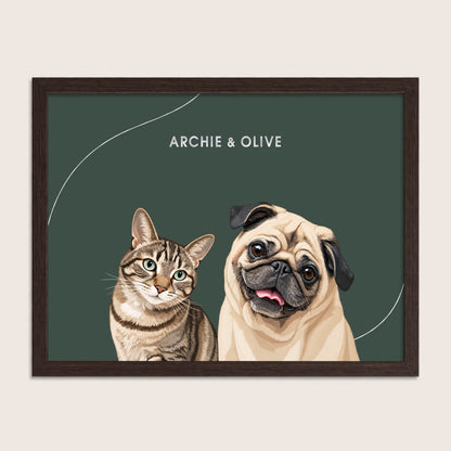 The Signature Pet Portrait - Two Pets (Art Print)