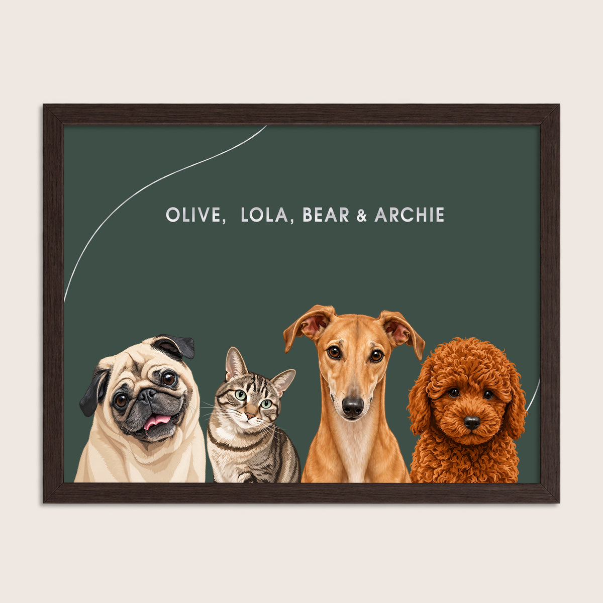 The Signature Pet Portrait - Four Pets (Art Print)