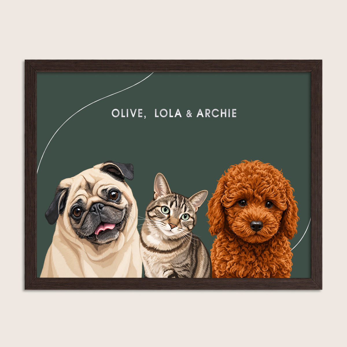 The Signature Pet Portrait - Three Pets (Art Print)