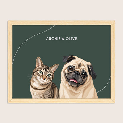 The Signature Pet Portrait - Two Pets (Art Print)