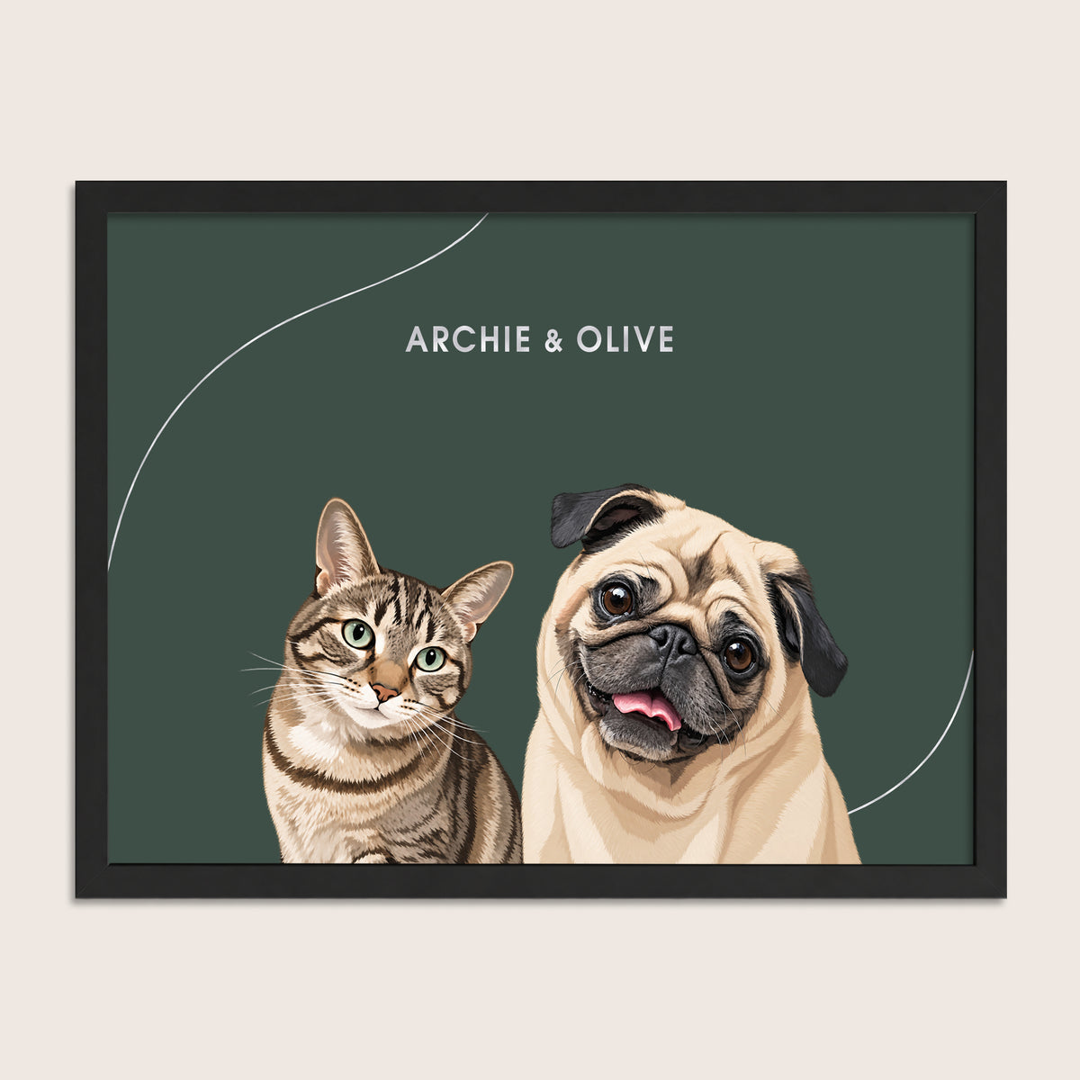 The Signature Pet Portrait - Two Pets (Art Print)