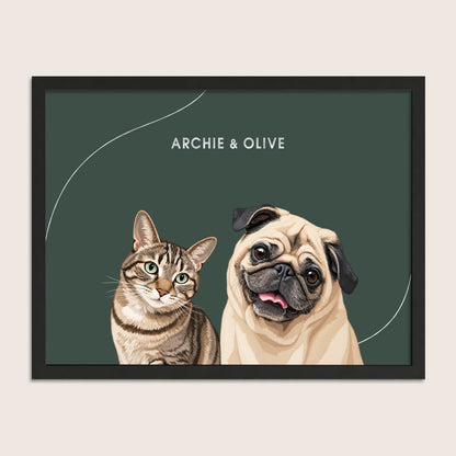 The Signature Pet Portrait - Two Pets (Art Print)