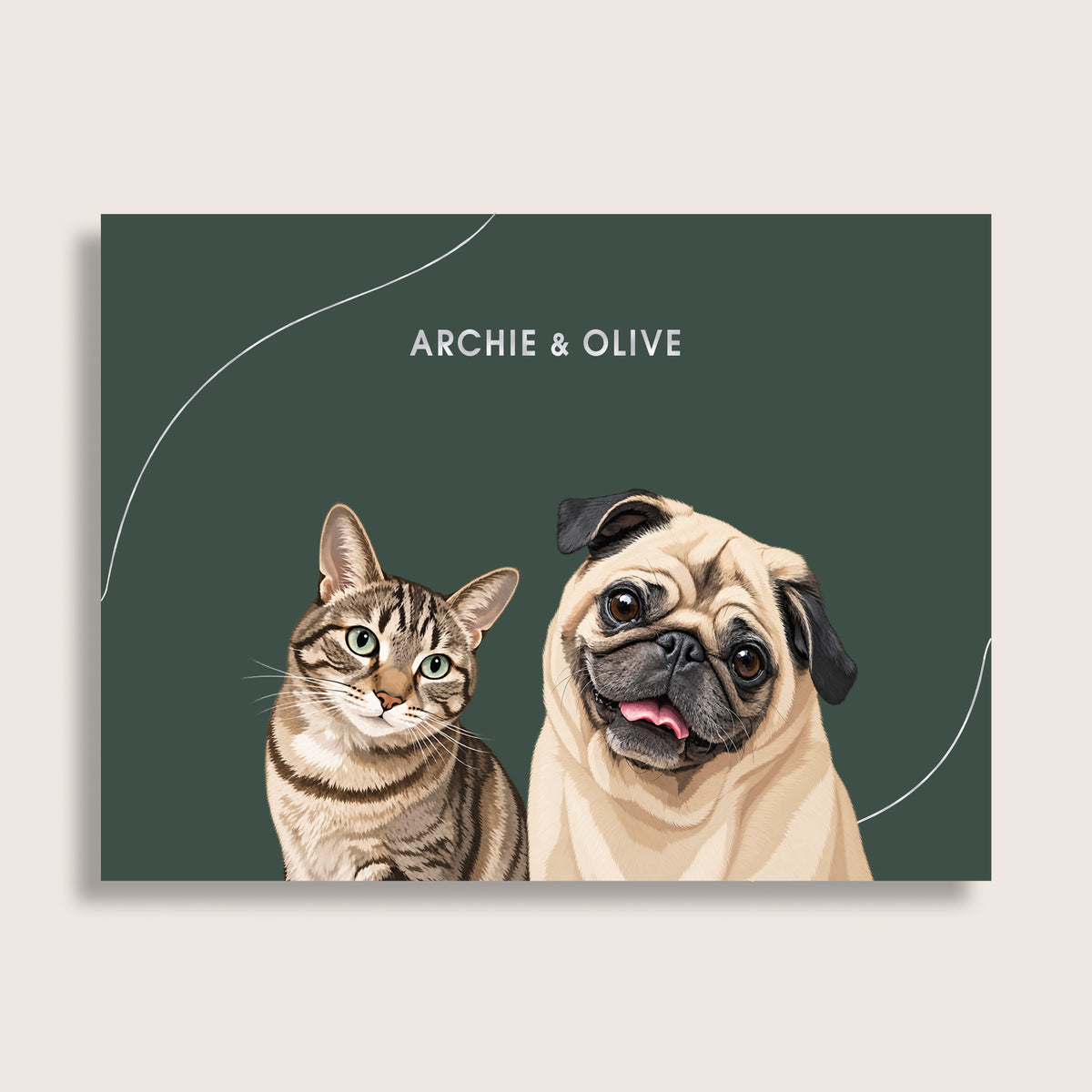 The Signature Pet Portrait - Two Pets (Art Print)