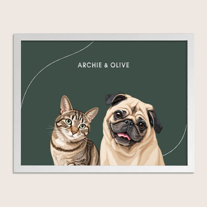 The Signature Pet Portrait - Two Pets (Art Print)