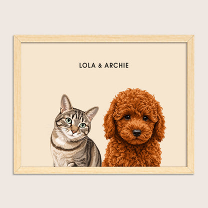The Signature Pet Portrait - Two Pets (Art Print)