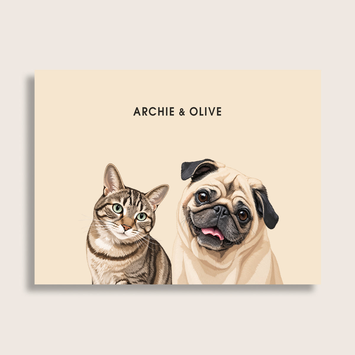 The Signature Pet Portrait - Two Pets (Art Print)