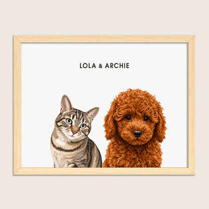 The Signature Pet Portrait - Two Pets (Art Print)