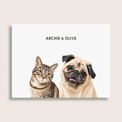 The Signature Pet Portrait - Two Pets (Art Print)