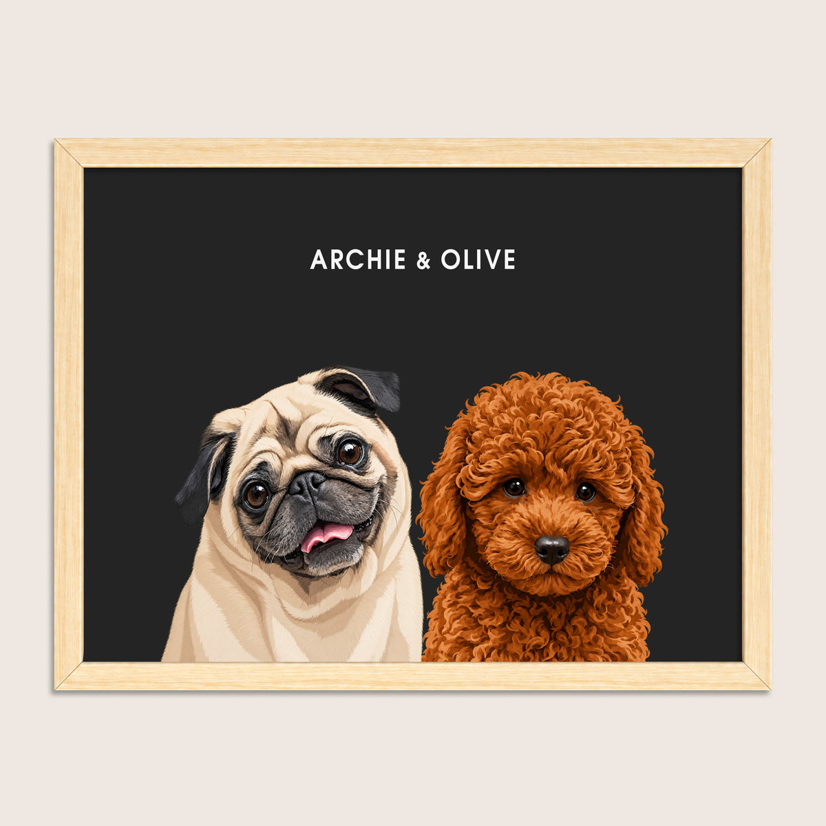 The Signature Pet Portrait - Two Pets (Art Print)