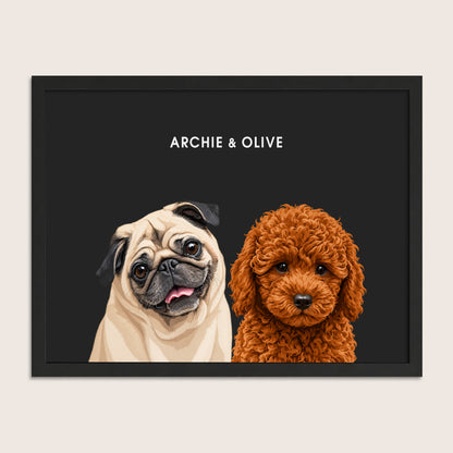 The Signature Pet Portrait - Two Pets (Art Print)