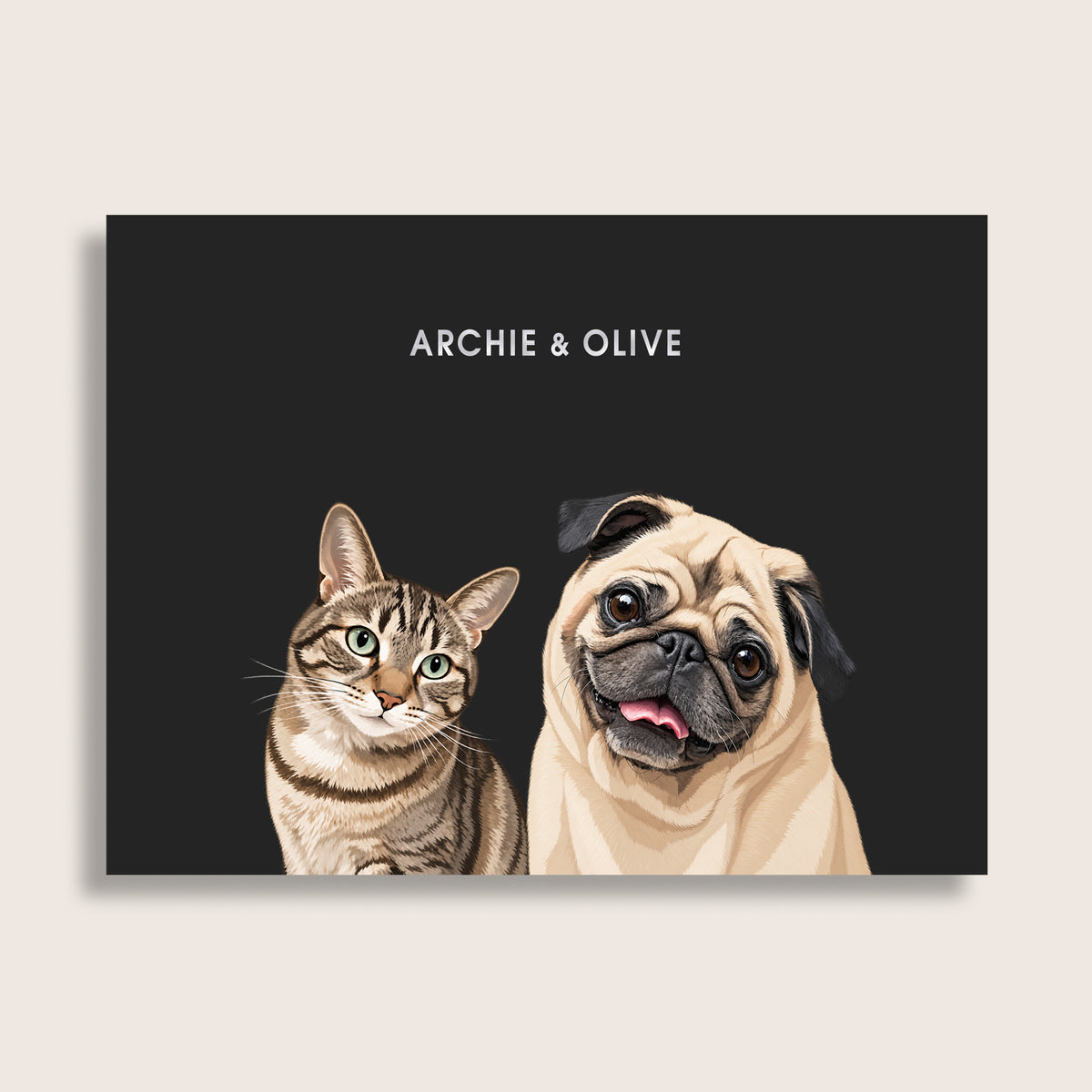 The Signature Pet Portrait - Two Pets (Art Print)