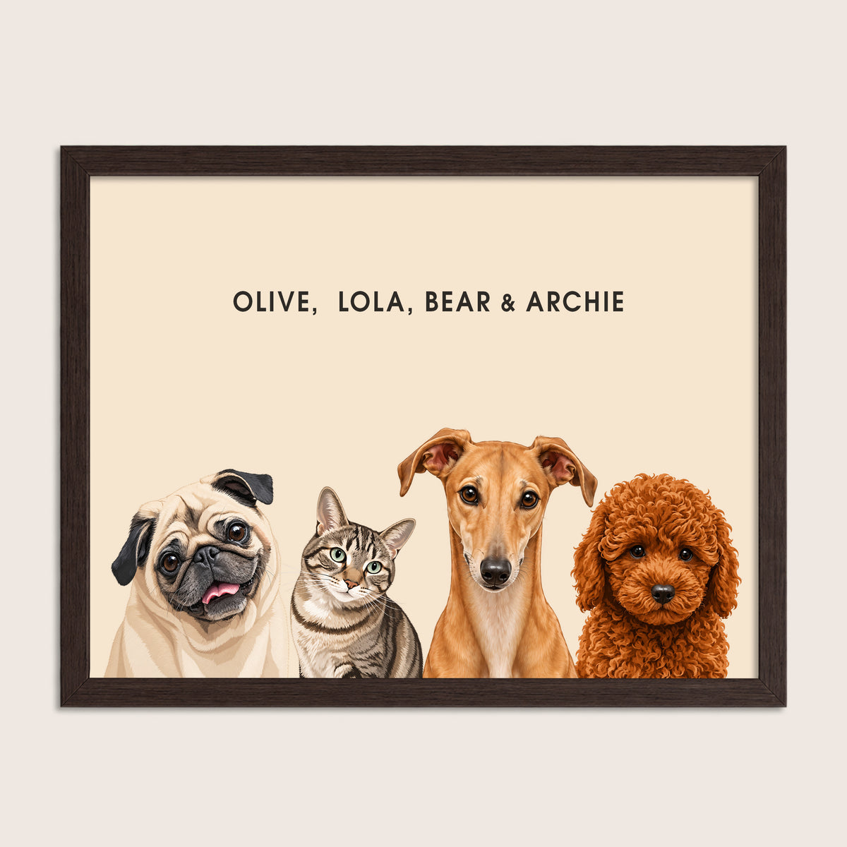 The Signature Pet Portrait - Four Pets (Art Print)
