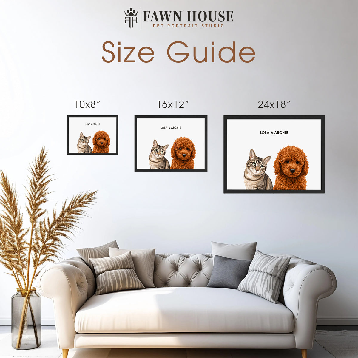 The Signature Pet Portrait - Two Pets (Art Print)