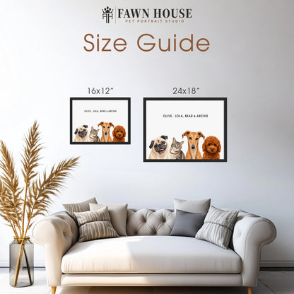 The Signature Pet Portrait - Four Pets (Art Print)